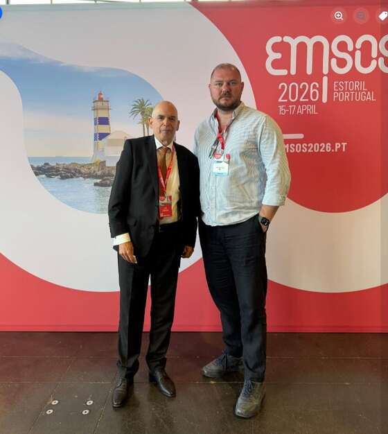 A department team participant at the EMSOS 2026 congress backdrop